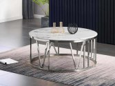 Table basse ROMA ronde marbre pied ARGENT