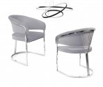 Chaise RUYA velours gris clair pied argent