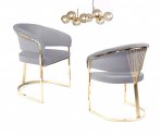 Chaise Ruya velours gris clair pied gold