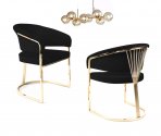 Chaise RUYA velours noir pied OR