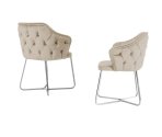 Chaise Buffalo pied métal argent velours beige